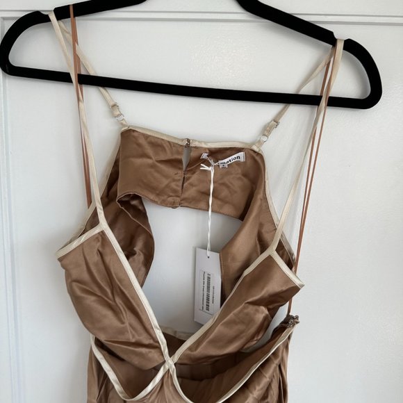 NWT Reformation Poppies Silk Cut-out Maxi Slip Dress 6 Croissant Deep - Picture 7 of 10